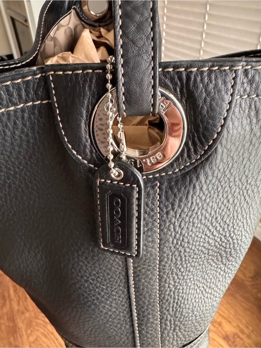 Coach Slouchy Black Pebbled Leather Shoulder Bucket Bag - Picture 12 of 13